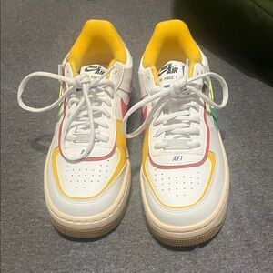 Nike Air Force 1 White and Yellow Sneakers